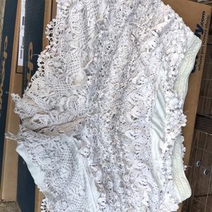 White and cream lace shorts
